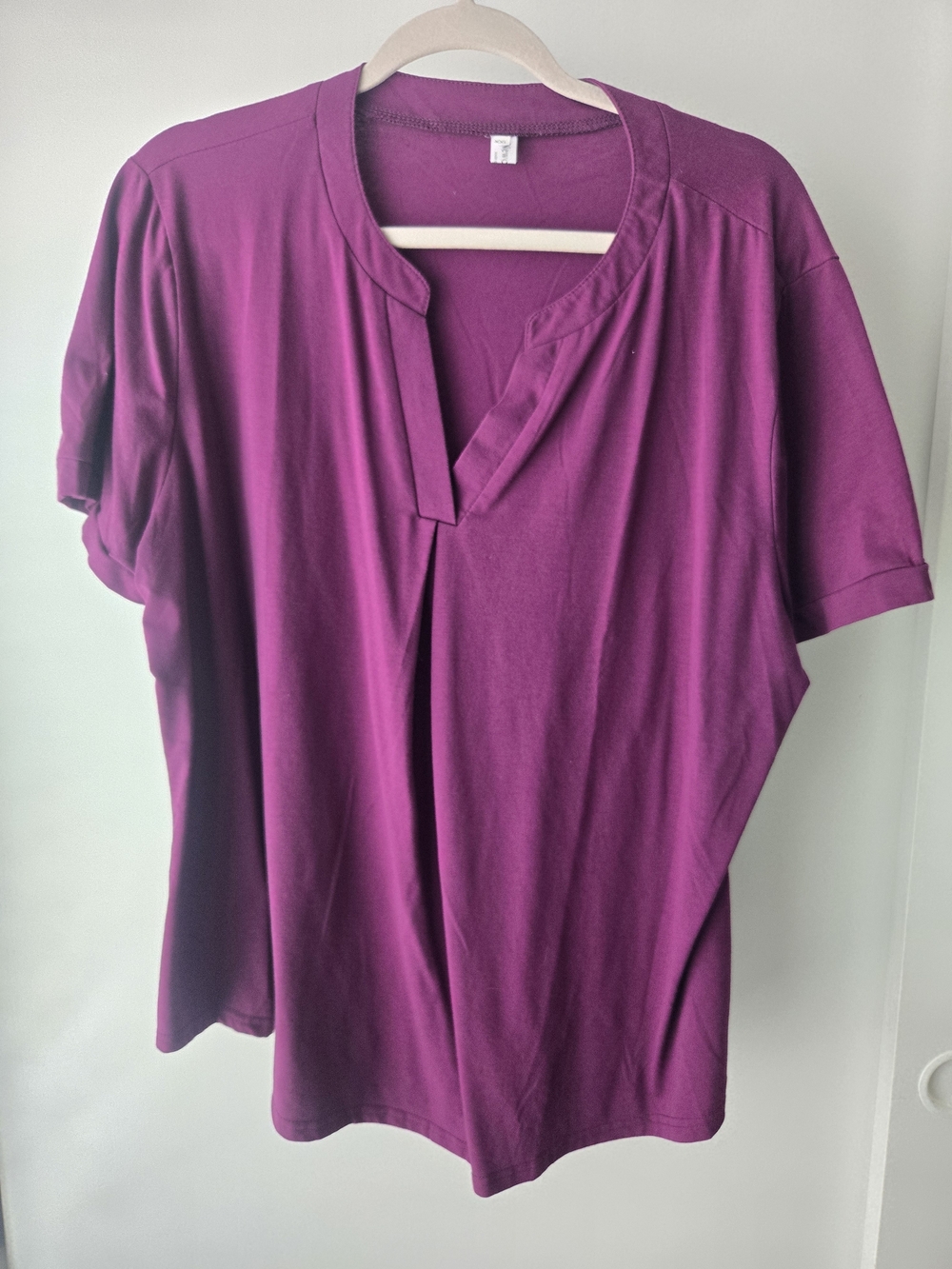 Women's Short-Sleeve Split-Neck Tee in Purple/Magenta